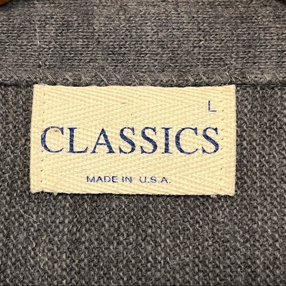 Vintage Sweater Classics Mens Long Sleeve Gray Cardigan Grandpa Sweater L - Picture 8 of 12